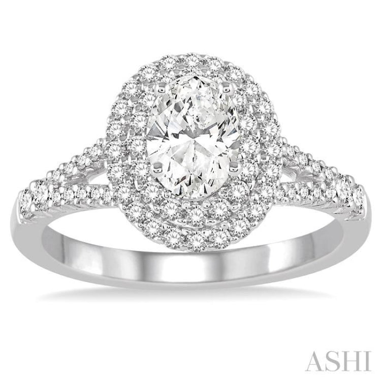 Oval Shape Halo Diamond Engagement Ring