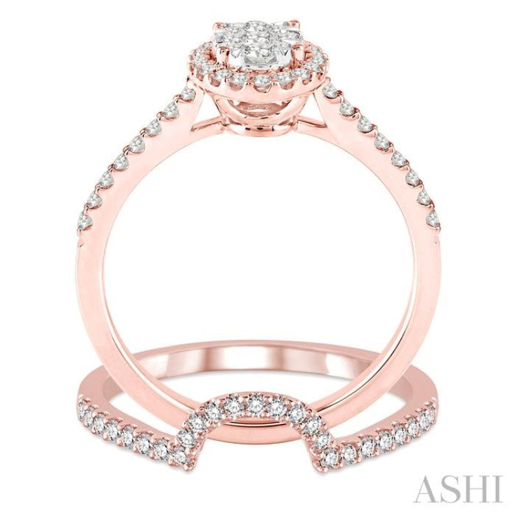 Oval Shape Halo Lovebright Diamond Wedding Set