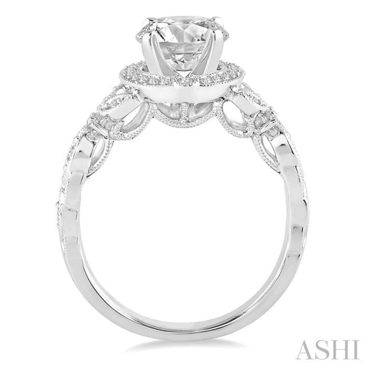 Round Shape Semi-Mount Halo Diamond Engagement Ring