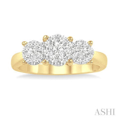 Round Shape Past Present & Future Lovebright Essential Diamond Engagement Ring