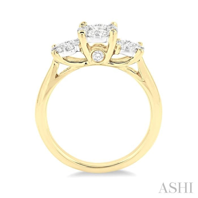 Round Shape Past Present & Future Lovebright Essential Diamond Engagement Ring