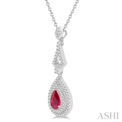 Pear Shape Gemstone & Halo Diamond Pendant