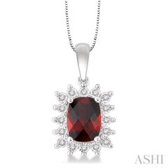 Cushion Shape Gemstone & Halo Diamond Pendant