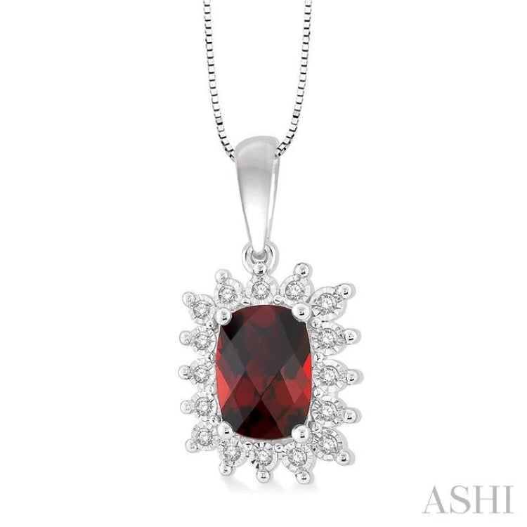 Cushion Shape Gemstone & Halo Diamond Pendant