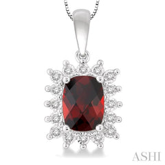 Cushion Shape Gemstone & Halo Diamond Pendant