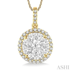 Round Shape Halo Lovebright Essential Diamond Pendant