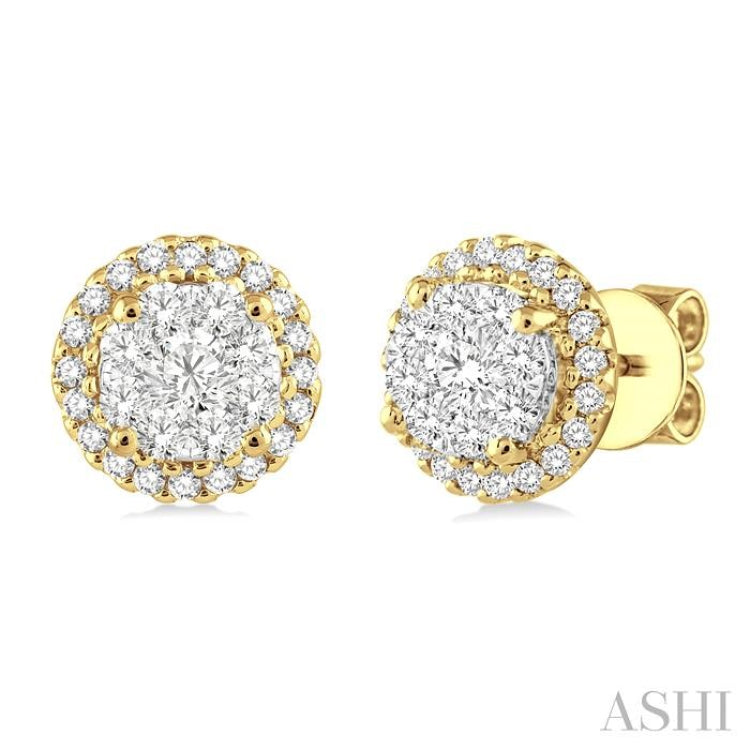 Round Shape Halo Lovebright Essential Diamond Earrings