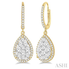 Pear Shape Halo Lovebright Essential Diamond Earrings