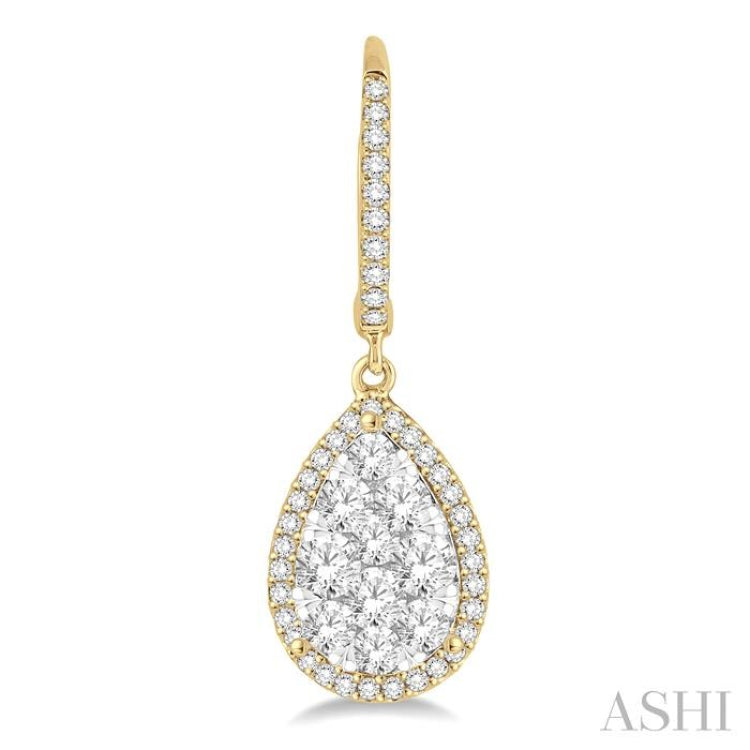 Pear Shape Halo Lovebright Essential Diamond Earrings