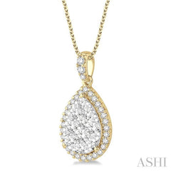 Pear Shape Halo Lovebright Essential Diamond Pendant