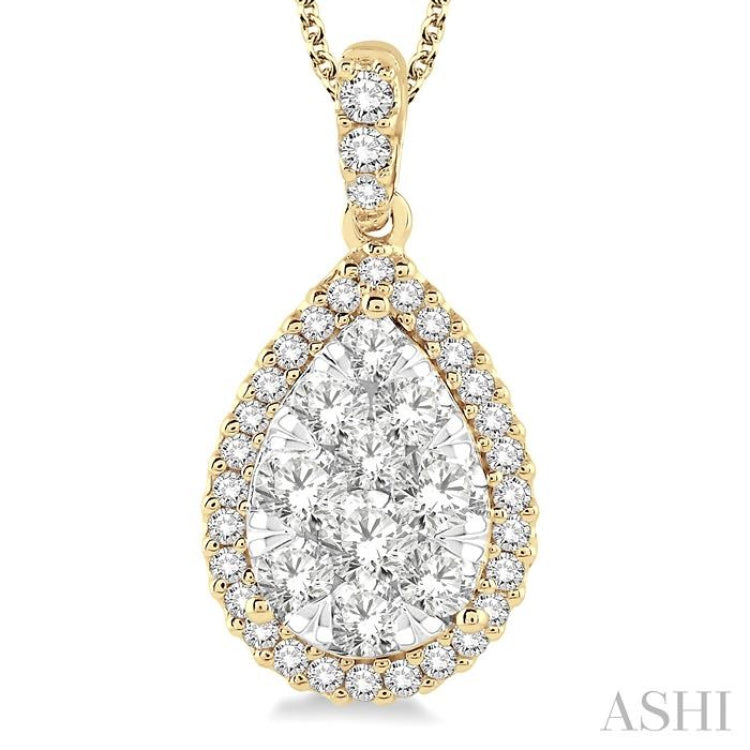 Pear Shape Halo Lovebright Essential Diamond Pendant