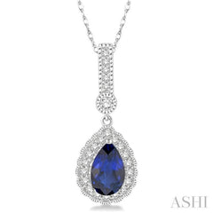 Pear Shape Gemstone & Halo Diamond Pendant