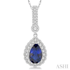 Pear Shape Gemstone & Halo Diamond Pendant