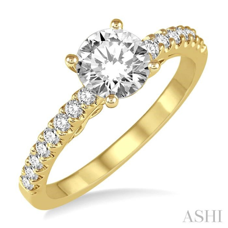 1/4 ctw Round Shape Semi-Mount Diamond Engagement Ring in 14K Yellow Gold