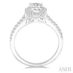 Pear Shape Semi-Mount Halo Diamond Engagement Ring