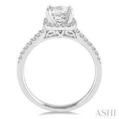 Princess Shape Semi-Mount Halo Diamond Engagement Ring