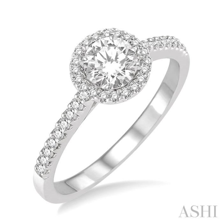 Round Shape Halo Diamond Engagement Ring