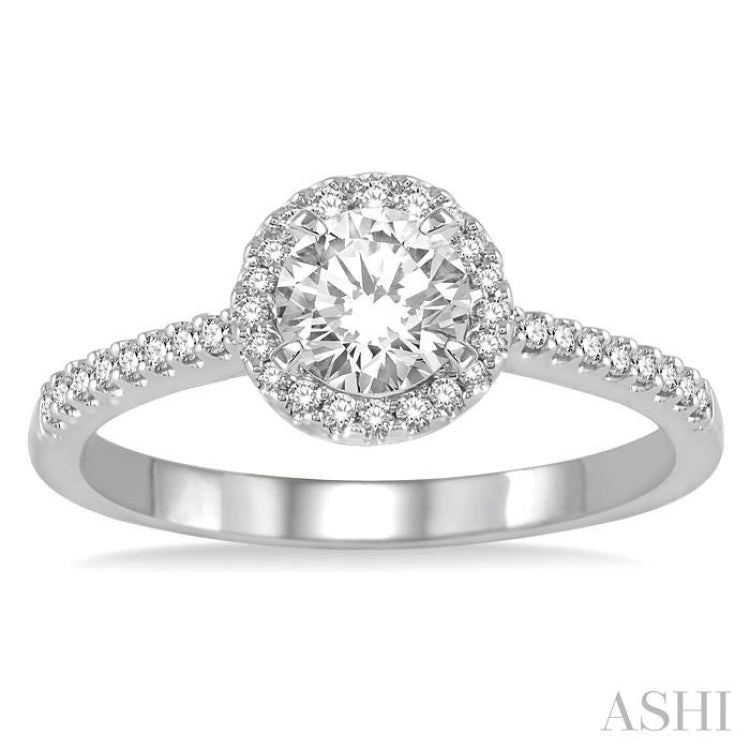 Round Shape Halo Diamond Engagement Ring