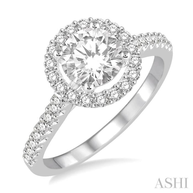 Round Shape Semi-Mount Halo Diamond Engagement Ring