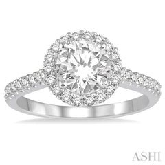 Round Shape Semi-Mount Halo Diamond Engagement Ring