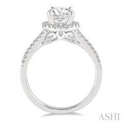 Round Shape Semi-Mount Halo Diamond Engagement Ring