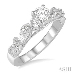 Round Shape Semi-Mount Diamond Engagement Ring