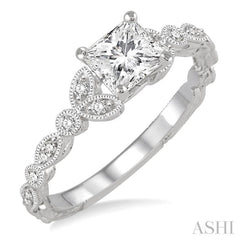 Princess Shape Semi-Mount Diamond Engagement Ring