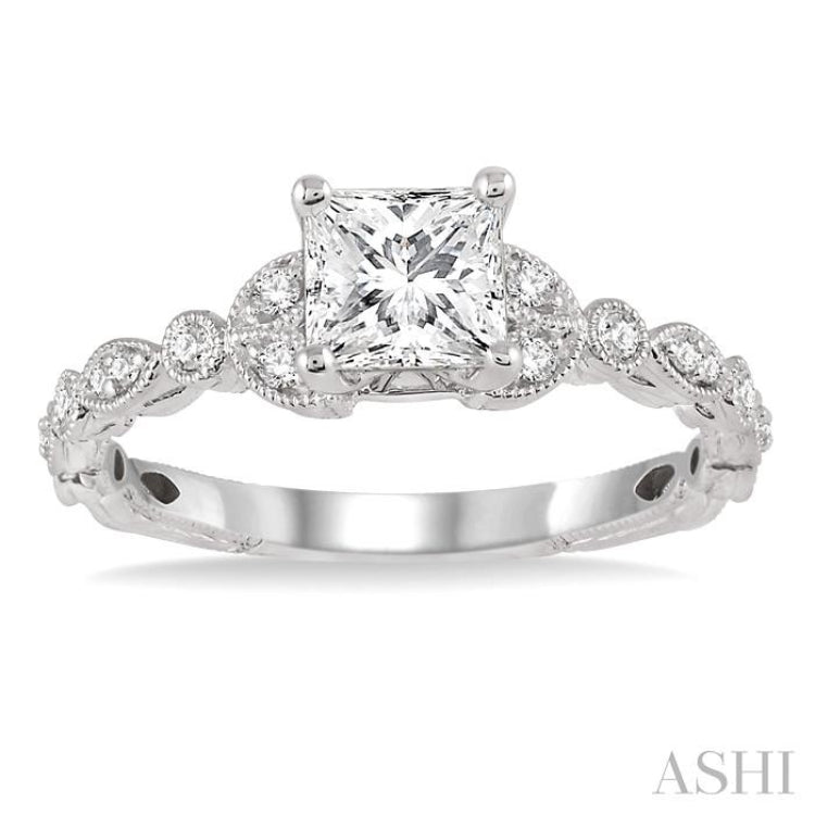 Princess Shape Semi-Mount Diamond Engagement Ring