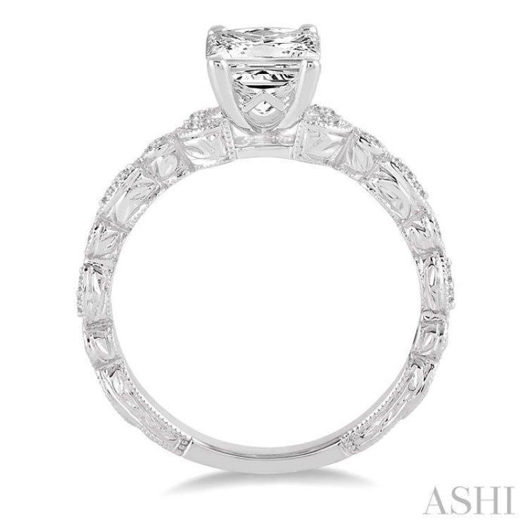 Princess Shape Semi-Mount Diamond Engagement Ring