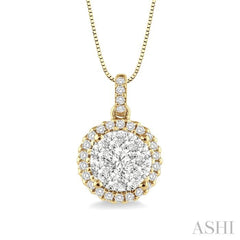 Round Shape Halo Lovebright Essential Diamond Pendant