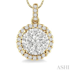 Round Shape Halo Lovebright Essential Diamond Pendant