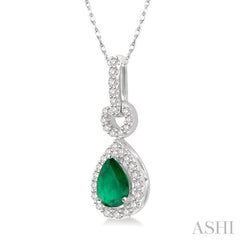 Pear Shape Gemstone & Halo Diamond Pendant