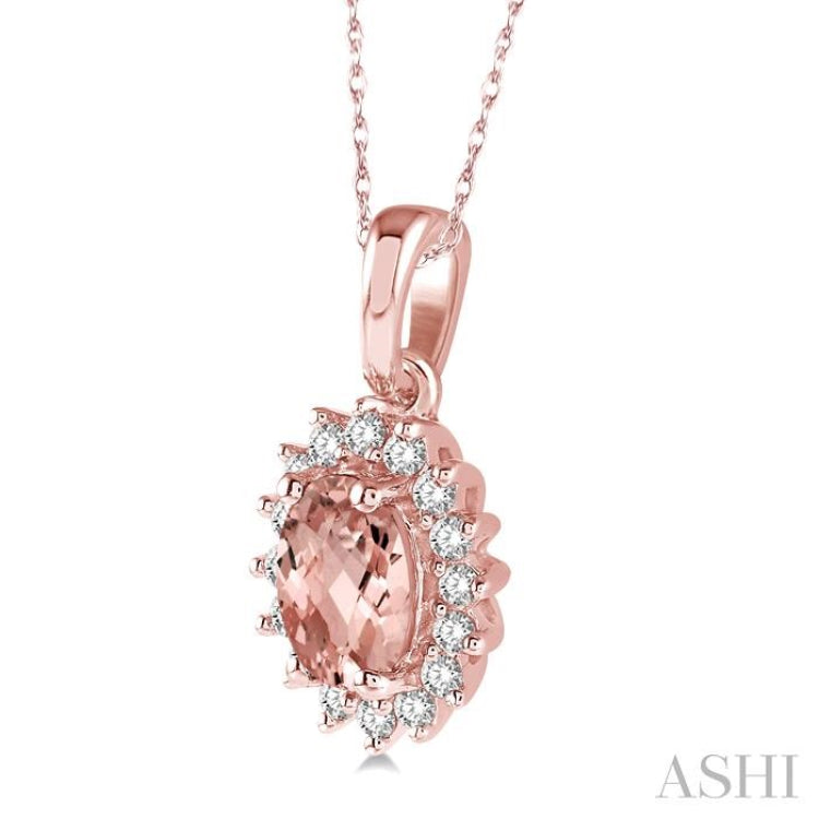 Oval Shape Gemstone & Halo Diamond Pendant