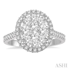 Oval Shape Halo Lovebright Essential Diamond Engagement Ring