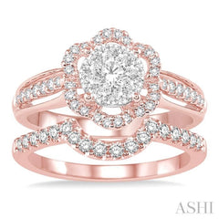 Flower Halo Lovebright Diamond Wedding Set