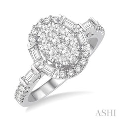 Oval Shape Halo Lovebright Diamond Engagement Ring