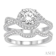 Round Shape Diamond Wedding Set