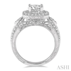 Round Shape Semi-Mount Halo Diamond Engagement Ring