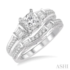 Princess Shape Diamond Wedding Set