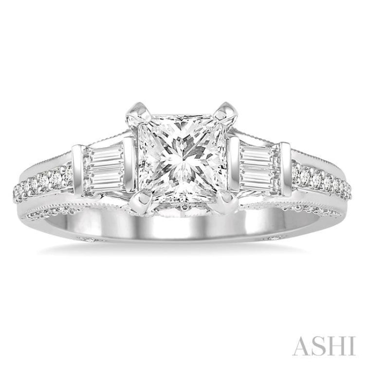 Princess Shape Semi-Mount Diamond Engagement Ring