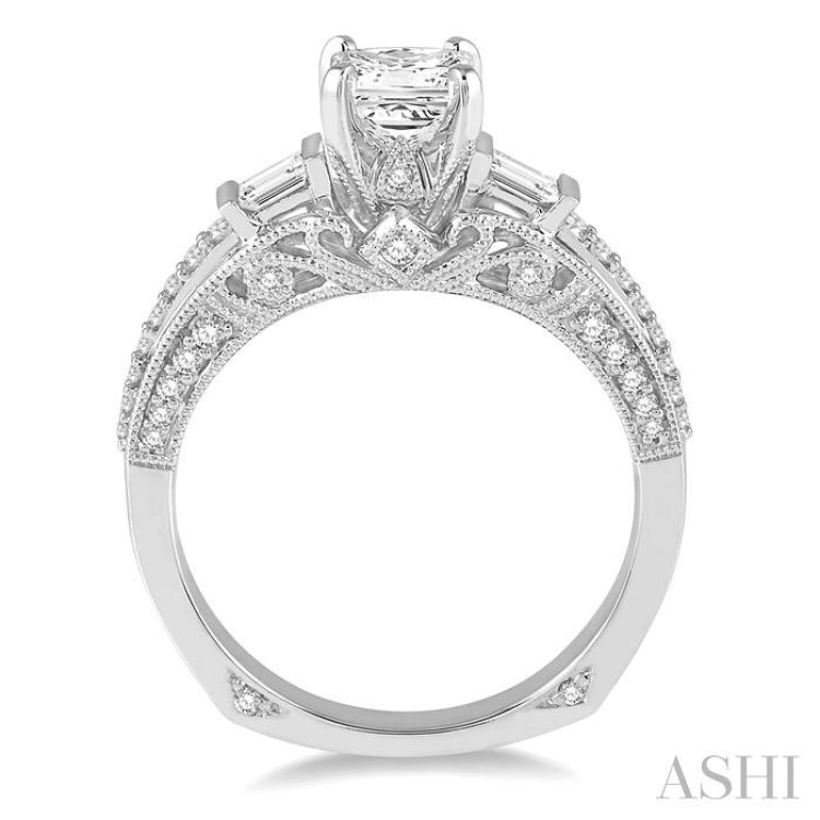 Princess Shape Semi-Mount Diamond Engagement Ring