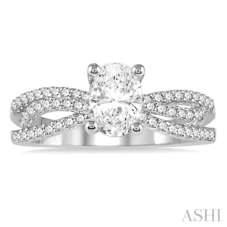 Oval Shape Semi-Mount Diamond Engagement Ring