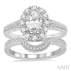 Oval Shape Halo Diamond Wedding Set