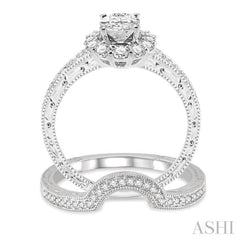 Oval Shape Halo Diamond Wedding Set