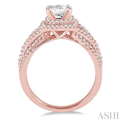 Princess Shape Semi-Mount Halo Diamond Engagement Ring