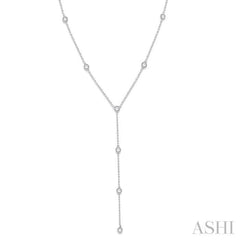 1/3 Ctw Rose Cut Diamond Station Necklace in 14K White Gold