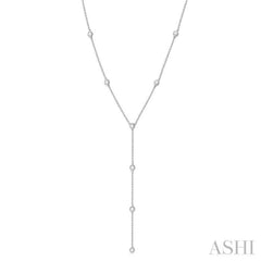 1/3 Ctw Rose Cut Diamond Station Necklace in 14K White Gold
