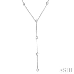 1/3 Ctw Rose Cut Diamond Station Necklace in 14K White Gold