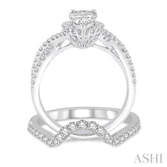 Pear Shape Halo Diamond Wedding Set