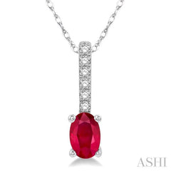 Oval Shape Gemstone & Diamond Pendant